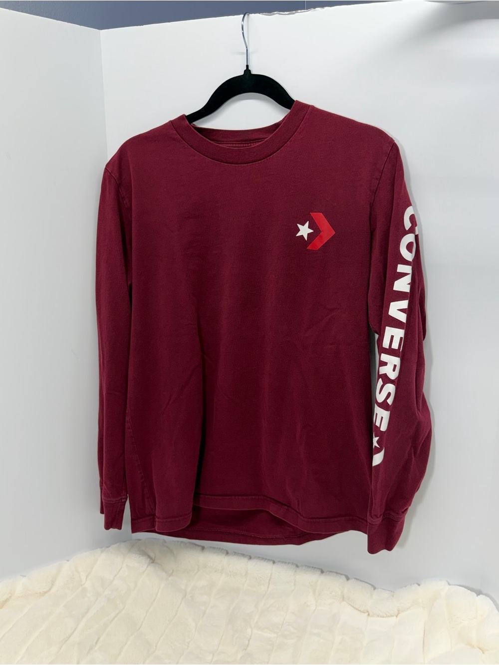 Converse Mens Medium - Maroon Long-Sleeve Logo Shirt
